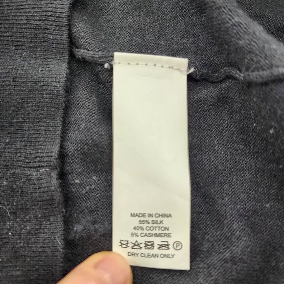 KATE SPADE Black Short Sleeve Scalloped Silk Cotton Cashmere Knit Top - Picture 5 of 5